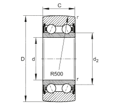 滚轮 LR5202-2HRS-TVH-XL, 双向，两侧密封